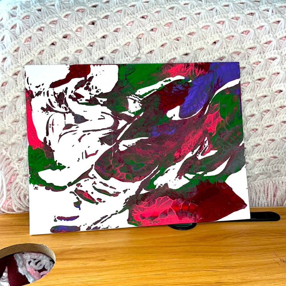 New, Original Painting, Hand Crafted By Me, Acrylic, Green, White, Burgundy